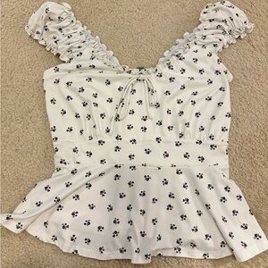 ARULA Ivory Floral Peplum Blouse